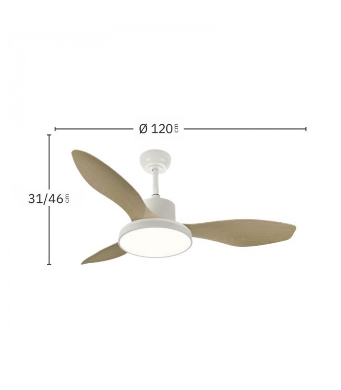 Ventilador de Techo MANDALA Blanco DC 48+7W 4080Lm 3 Aspas Blanco CCT+RGB