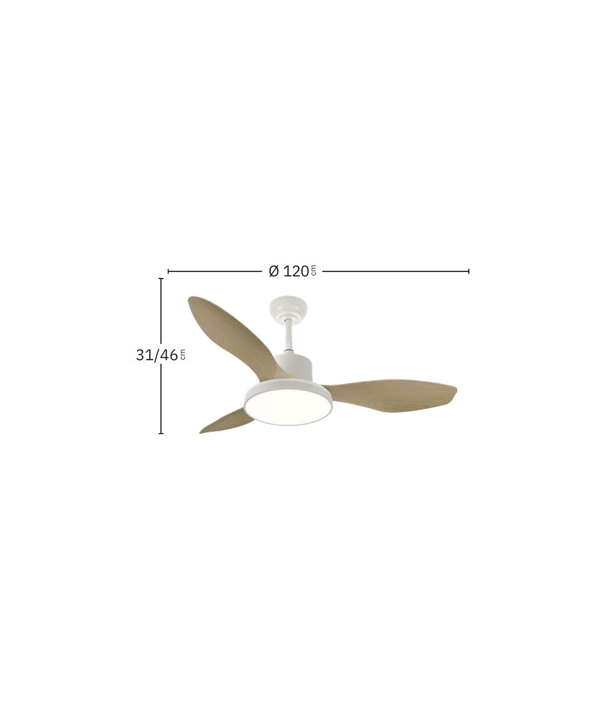 Ventilador de Techo MANDALA Blanco DC 48+7W 4080Lm 3 Aspas Blanco CCT+RGB
