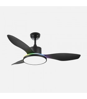 Ventilador de Techo MANDALA Negro DC 48+7W 4080Lm 3 Aspas Negro CCT+RGB