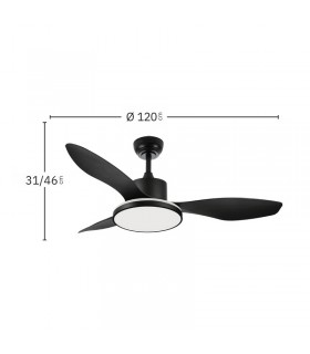 Ventilador de Techo MANDALA Negro DC 48+7W 4080Lm 3 Aspas Negro CCT+RGB