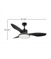 Ventilador de Techo MANDALA Negro DC 48+7W 4080Lm 3 Aspas Negro CCT+RGB