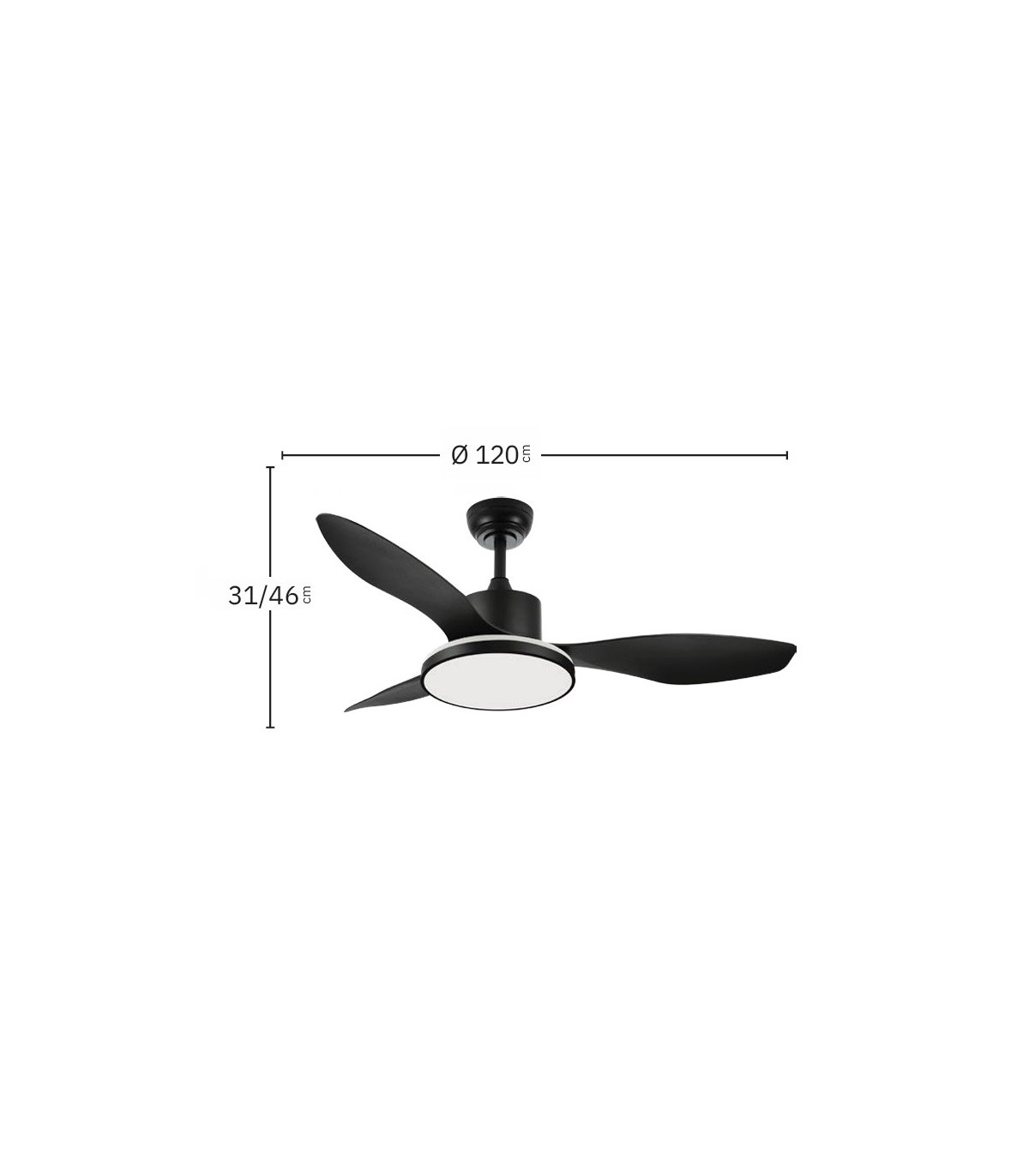 Ventilador de Techo MANDALA Negro DC 48+7W 4080Lm 3 Aspas Negro CCT+RGB
