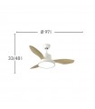 Ventilador Led Hayate XS DC 24W 2650Lm 3 Aspas Blanco/Haya CCT