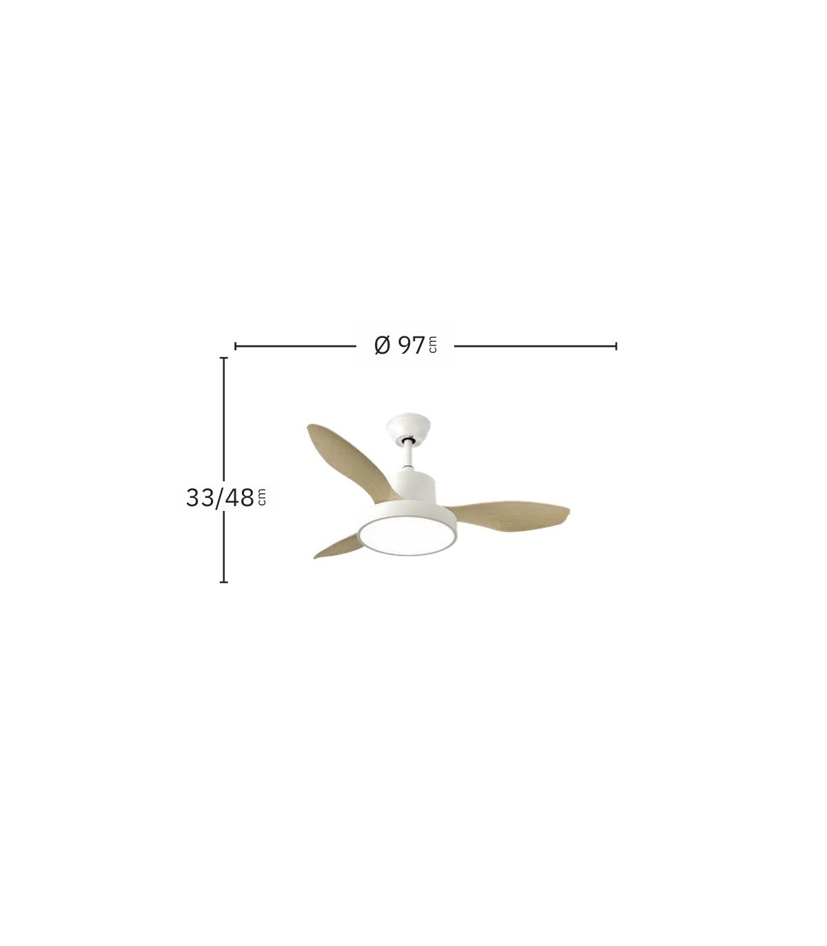 Ventilador Led Hayate XS DC 24W 2650Lm 3 Aspas Blanco/Haya CCT
