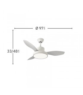 Ventilador Led Hayate XS DC 24W 2650Lm 3 Aspas Blanco CCT