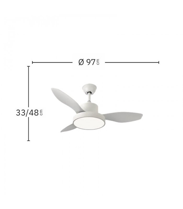 Ventilador Led Hayate XS DC 24W 2650Lm 3 Aspas Blanco CCT