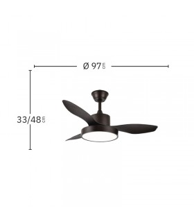 Ventilador Led Hayate XS DC 24W 2650Lm 3 Aspas Marrón CCT