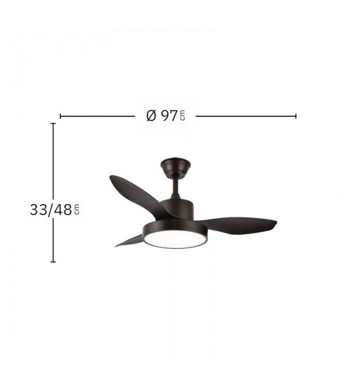 Ventilador Led Hayate XS DC 24W 2650Lm 3 Aspas Marrón CCT