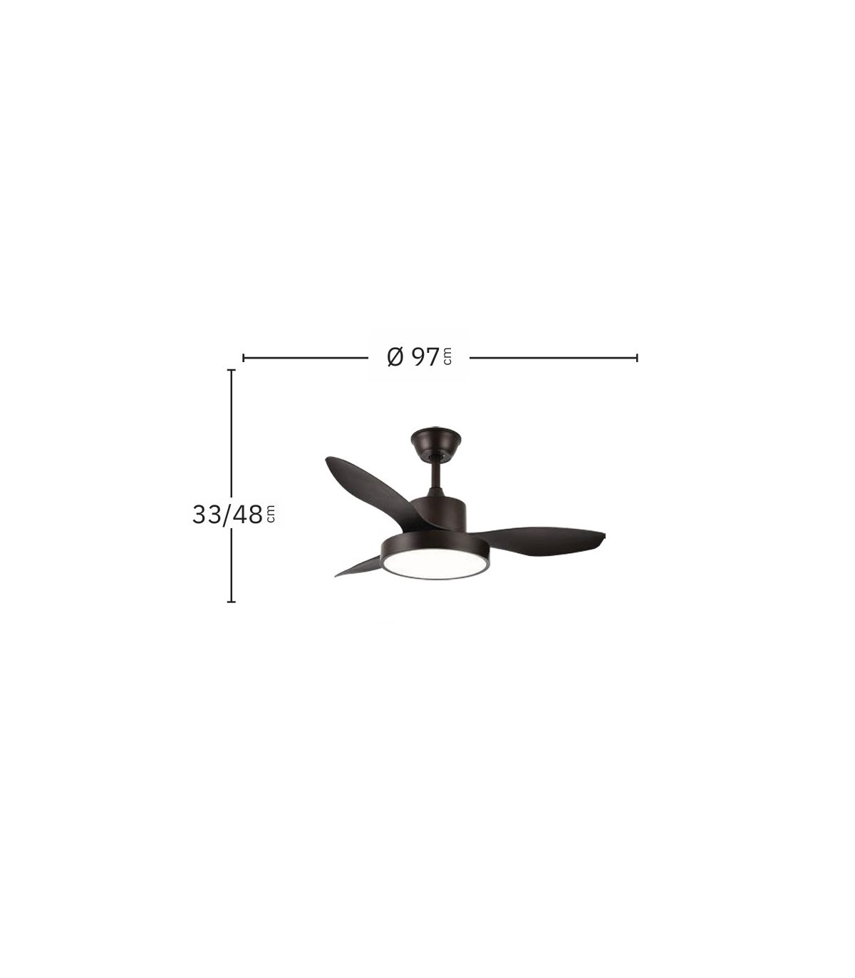 Ventilador Led Hayate XS DC 24W 2650Lm 3 Aspas Marrón CCT