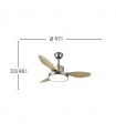 Ventilador Led Hayate XS DC 24W 2650Lm 3 Aspas Níquel/Haya CCT