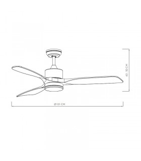 Ventilador de Techo AZABACHE DC Negro 20W 2350LM 3 Aspas Roble CCT