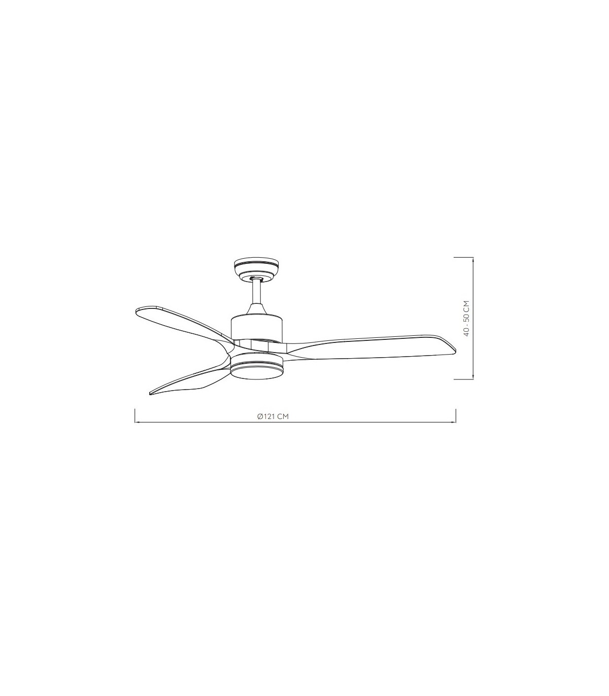 Ventilador de Techo AZABACHE DC Negro 20W 2350LM 3 Aspas Roble CCT