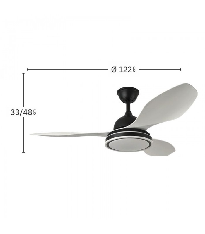 Ventilador Datoo Negro DC 48W 4080Lm 3 Aspas Blanco CCT