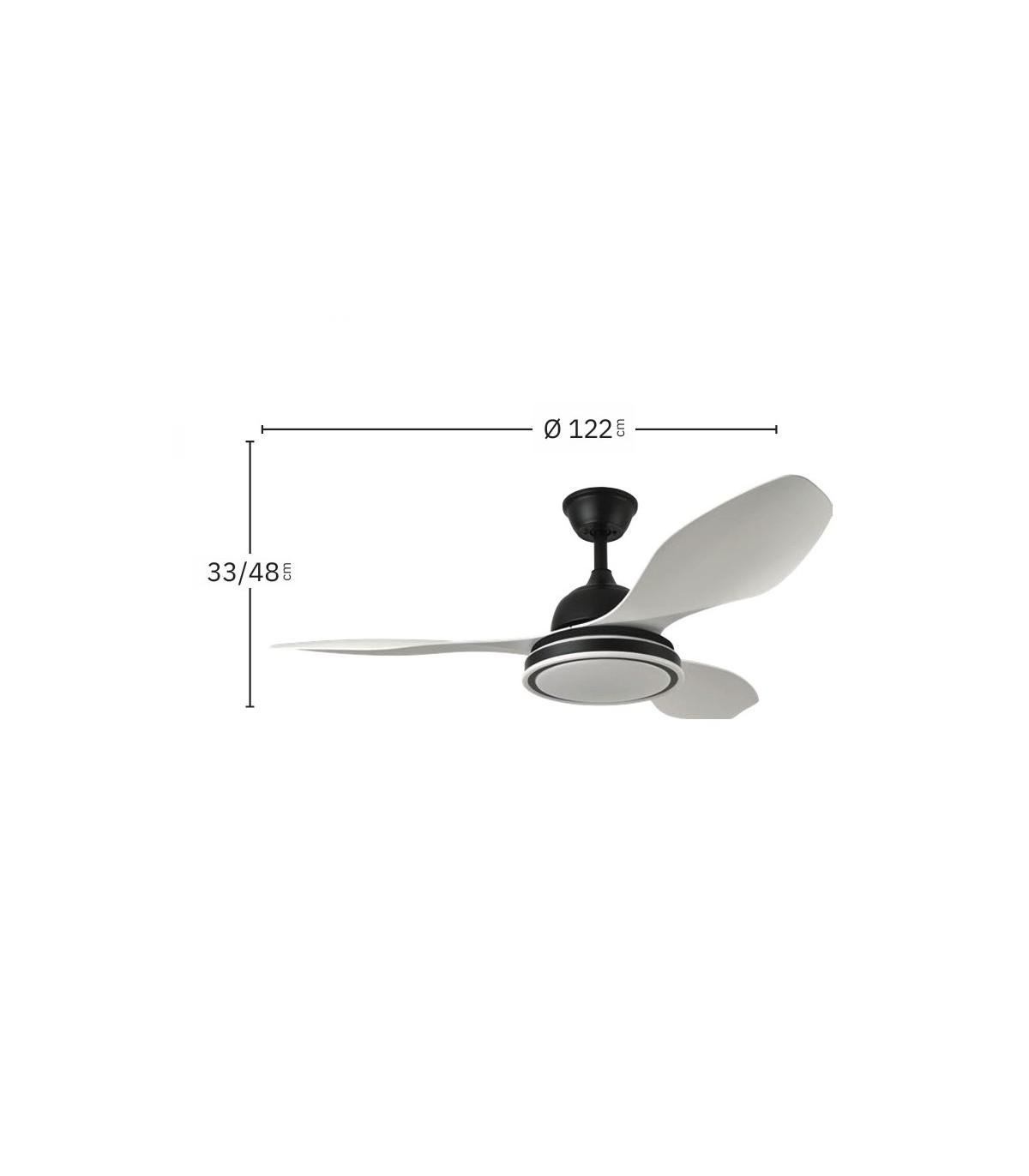 Ventilador Datoo Negro DC 48W 4080Lm 3 Aspas Blanco CCT