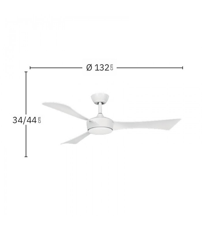 Ventilador de Techo TORMOS Blanco DC 18W 2250Lm 3 Aspas Blanco CCT