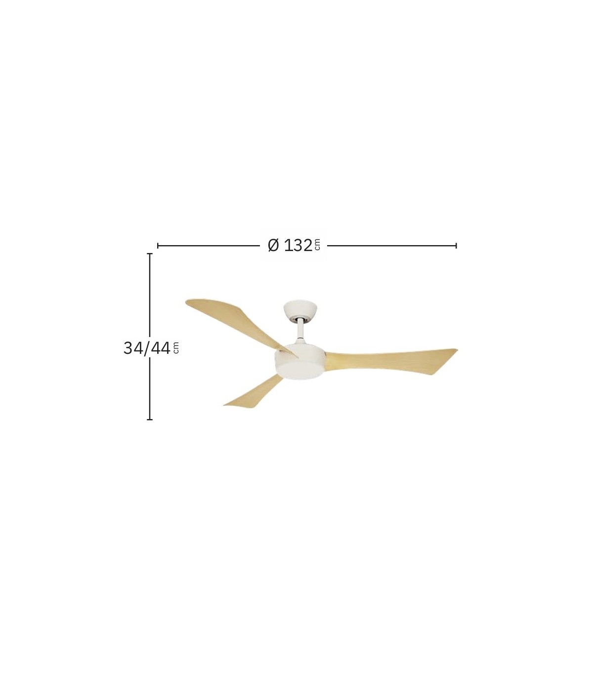 Ventilador de Techo TORMOS Blanco DC 18W 2250Lm 3 Aspas Haya CCT
