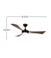 Ventilador de Techo TORMOS Negro DC 18W 2250Lm 3 Aspas Roble CCT