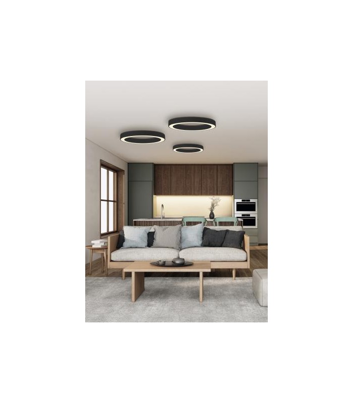 Plafón ALISO 80cm 75W 7507Lm Negro 2700K-3000K-4000K Slide Switch
