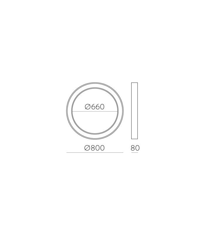 Plafón ALISO 80cm 75W 7507Lm Negro 2700K-3000K-4000K Slide Switch