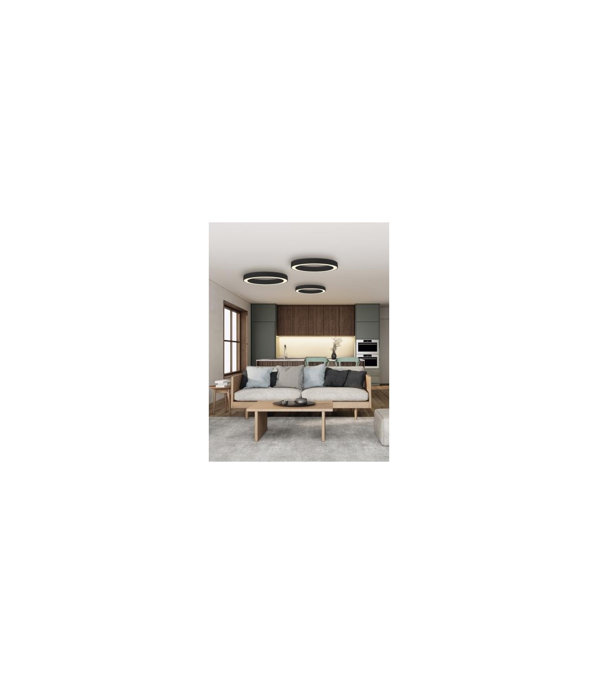 Plafón ALISO 60cm 50W 4945Lm Negro 2700K-3000K-4000K Slide Switch
