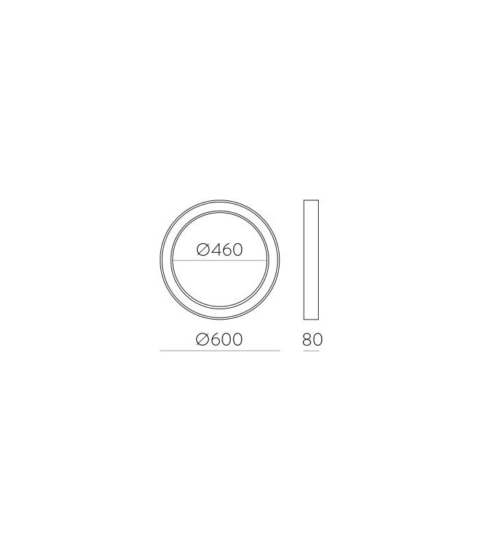 Plafón ALISO 60cm 50W 4945Lm Negro 2700K-3000K-4000K Slide Switch