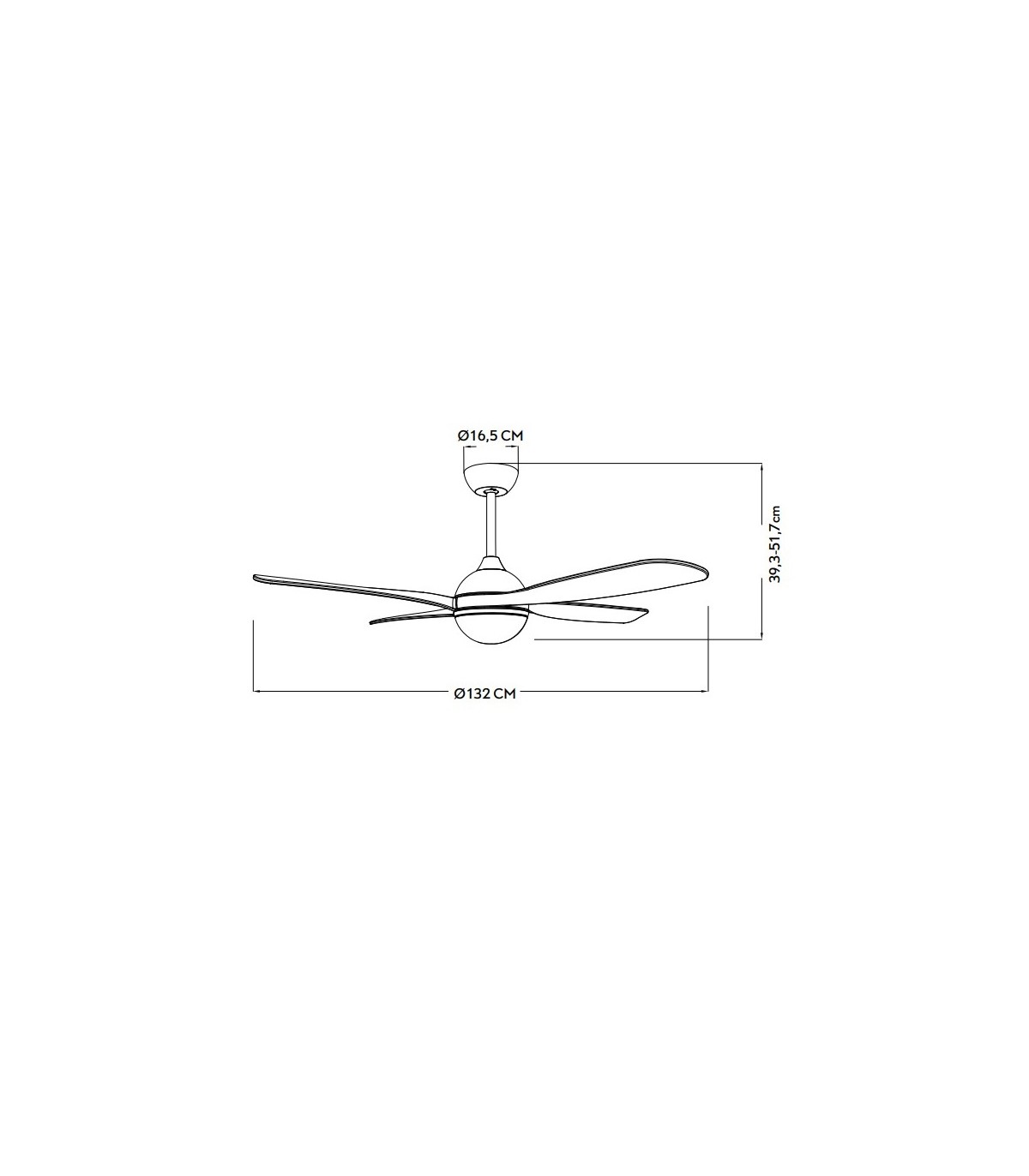 Ventilador de Techo LIVORNO DC Negro 30W 3250Lm 4 Aspas Roble CCT