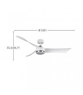 Ventilador de Techo TEMPEL DC Blanco/Níquel 26W 2950Lm 3 Aspas CCT