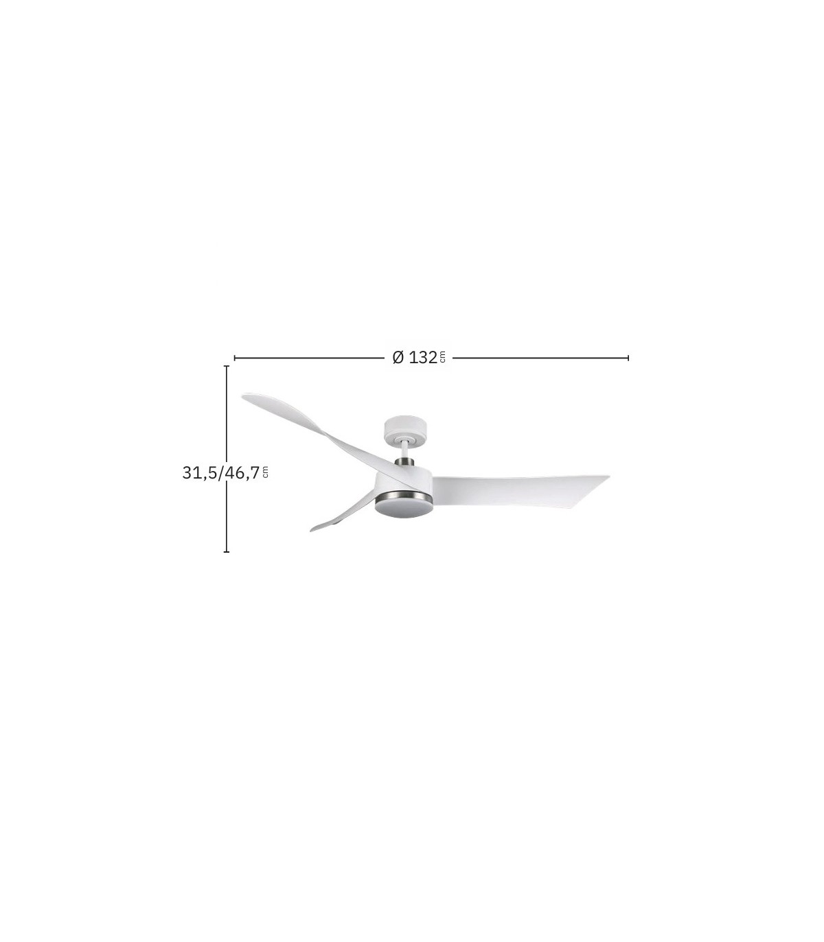 Ventilador de Techo TEMPEL DC Blanco/Níquel 26W 2950Lm 3 Aspas CCT