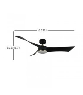 Ventilador de Techo TEMPEL DC Negro/Cuero 26W 2950Lm 3 Aspas CCT