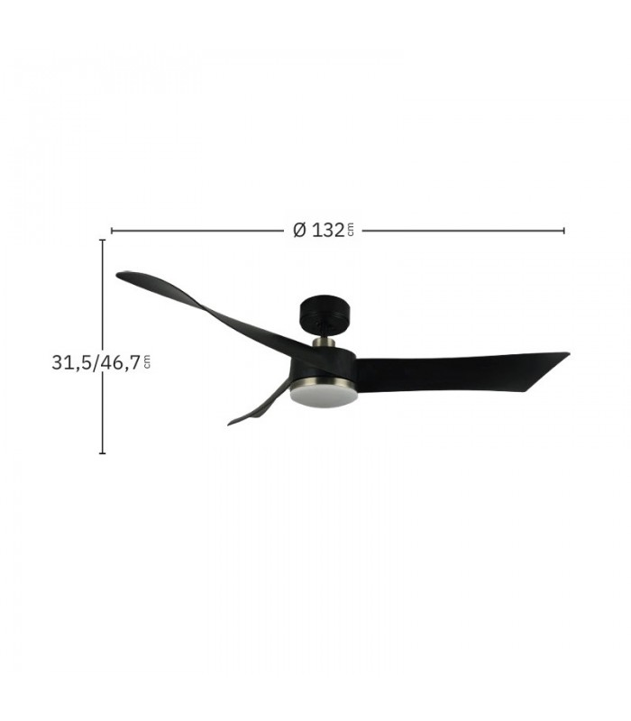 Ventilador de Techo TEMPEL DC Negro/Cuero 26W 2950Lm 3 Aspas CCT