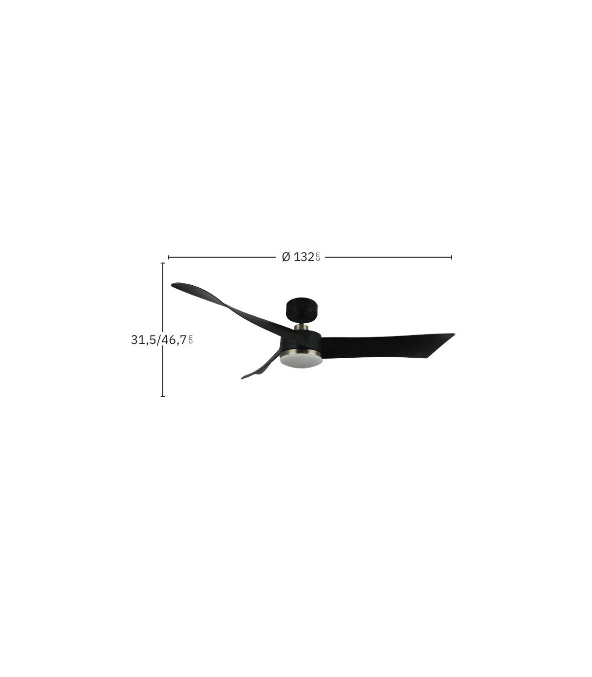 Ventilador de Techo TEMPEL DC Negro/Cuero 26W 2950Lm 3 Aspas CCT