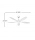 Ventilador de Techo TOBARRA Blanco DC 18W 2250Lm 5 Aspas Blanco CCT