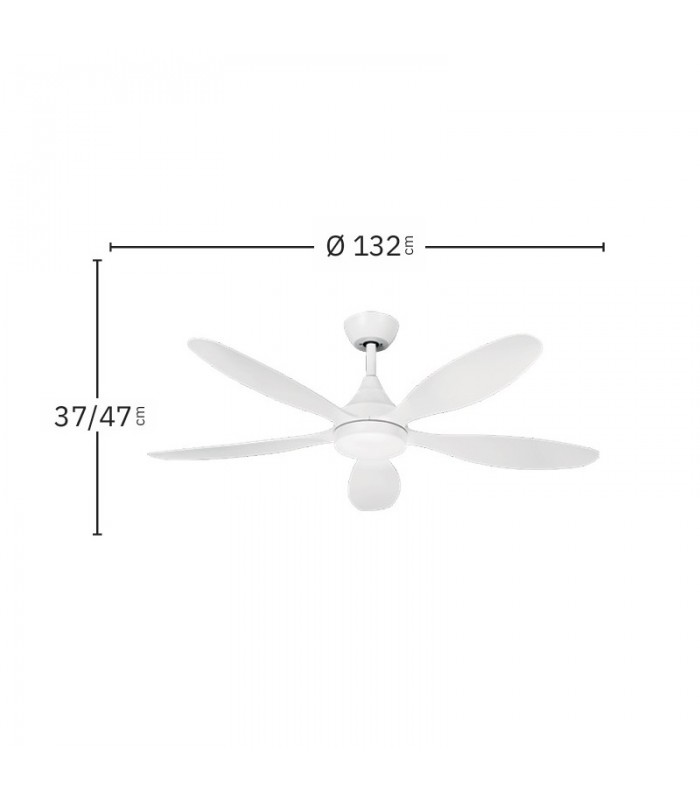 Ventilador de Techo TOBARRA Blanco DC 18W 2250Lm 5 Aspas Blanco CCT