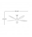 Ventilador de Techo TOBARRA Blanco DC 18W 2250Lm 5 Aspas Blanco CCT