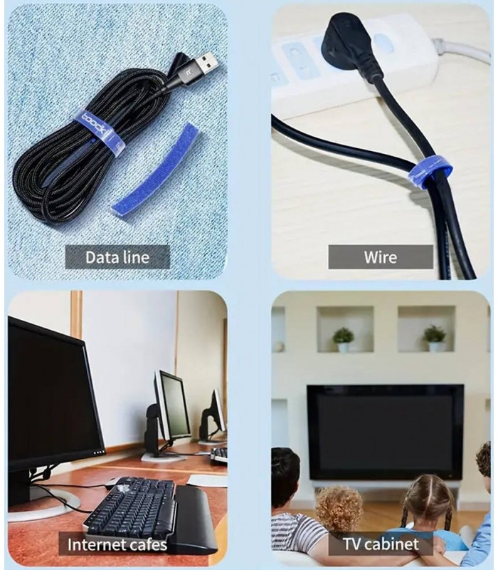 Cinta Velcro TOOCKI Para Cables 10mm 5 Metros