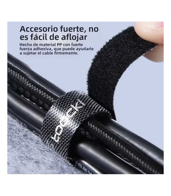 Cinta Velcro TOOCKI Para Cables 10mm 5 Metros