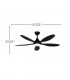 Ventilador de Techo TOBARRA Negro DC 18W 2250Lm 5 Aspas Negro CCT