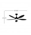 Ventilador de Techo TOBARRA Negro DC 18W 2250Lm 5 Aspas Negro CCT