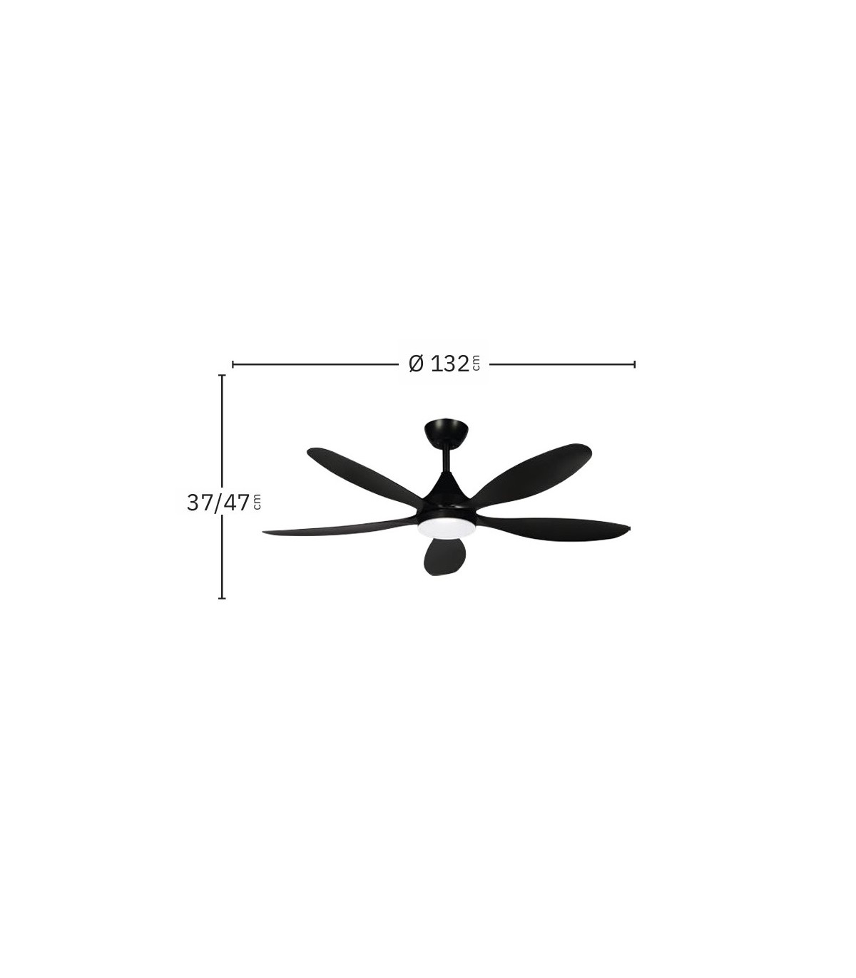 Ventilador de Techo TOBARRA Negro DC 18W 2250Lm 5 Aspas Negro CCT