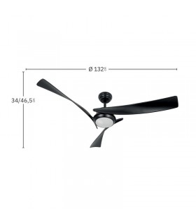 Ventilador de Techo TARENTO DC Negro 24W 2424Lm 3 Aspas Negro CCT