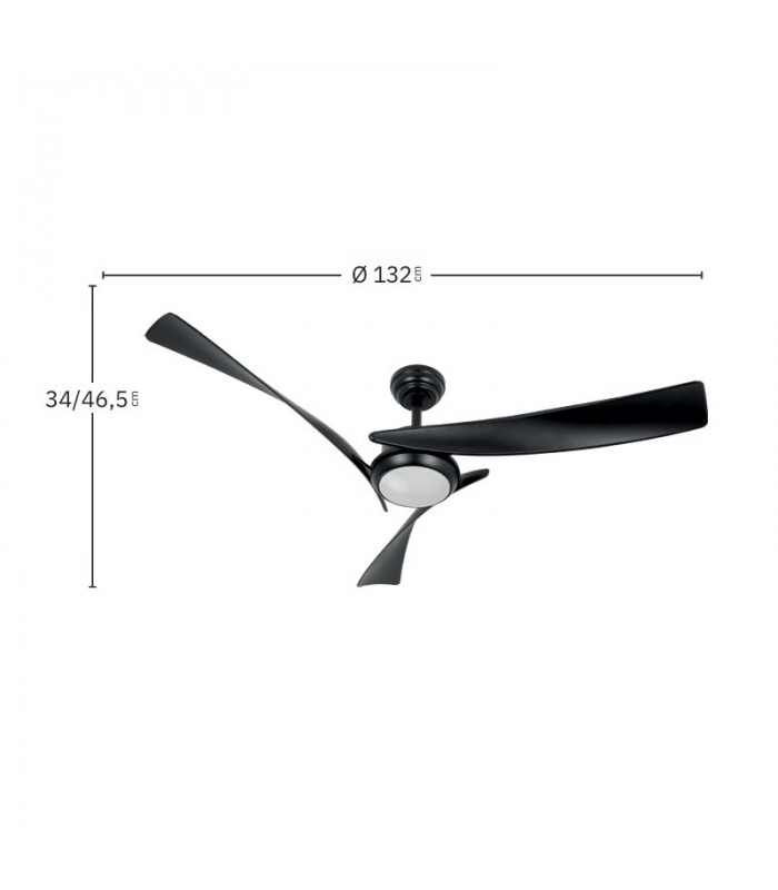 Ventilador de Techo TARENTO DC Negro 24W 2424Lm 3 Aspas Negro CCT