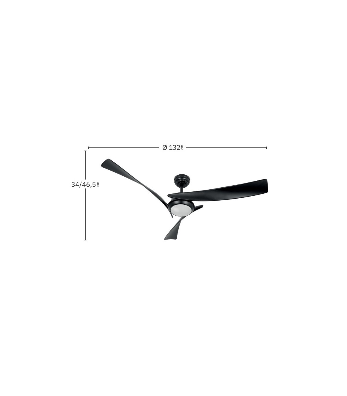 Ventilador de Techo TARENTO DC Negro 24W 2424Lm 3 Aspas Negro CCT