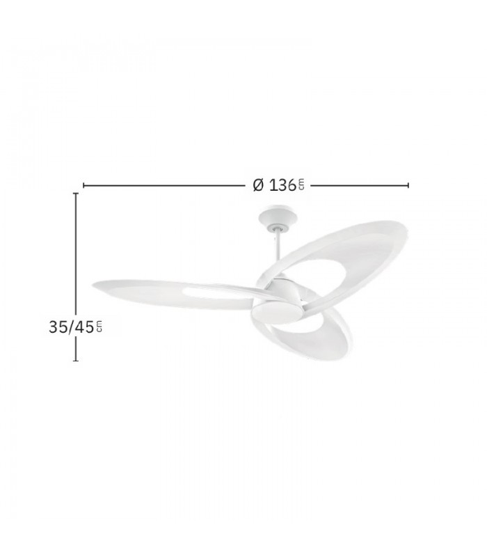 Ventilador de Techo TARAZONA Blanco DC 18W 2250Lm 3 Aspas Blanco CCT