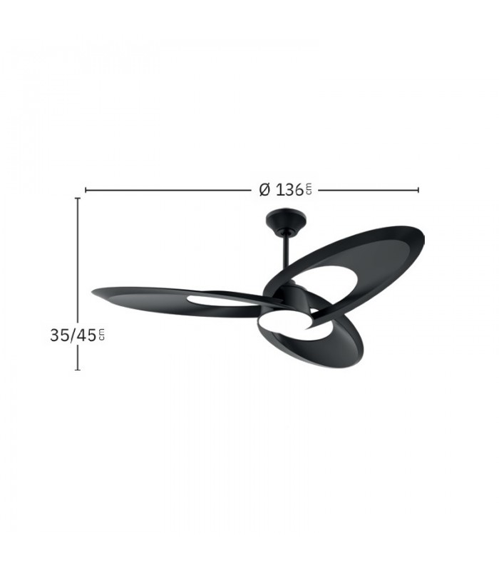 Ventilador de Techo TARAZONA Negro DC 18W 2250Lm 3 Aspas NegroCCT