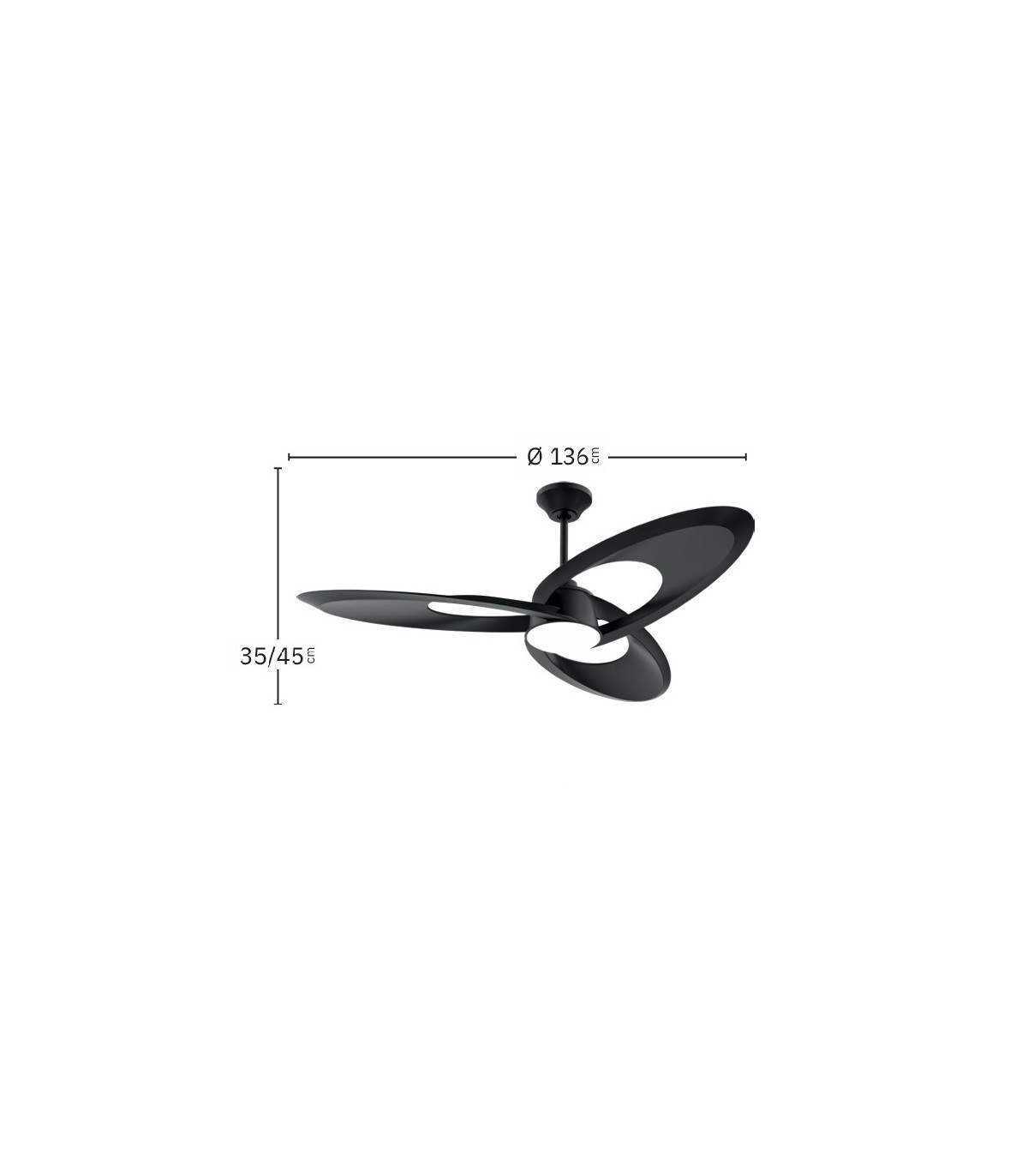 Ventilador de Techo TARAZONA Negro DC 18W 2250Lm 3 Aspas NegroCCT