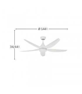 Ventilador de Techo ELDA Blanco DC 18W 2250Lm 5 Aspas Blanco CCT