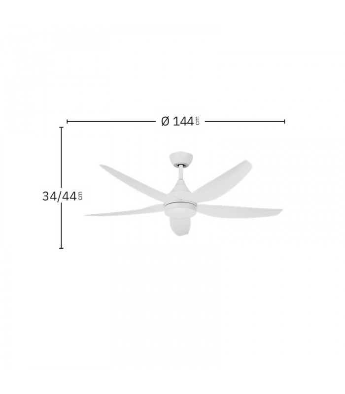 Ventilador de Techo ELDA Blanco DC 18W 2250Lm 5 Aspas Blanco CCT