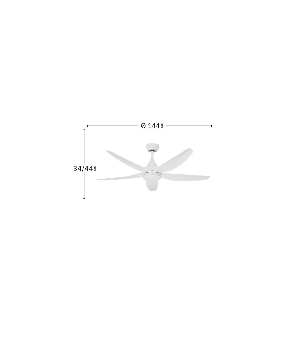 Ventilador de Techo ELDA Blanco DC 18W 2250Lm 5 Aspas Blanco CCT
