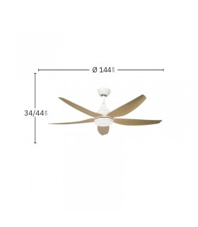 Ventilador de Techo ELDA Blanco DC 18W 2250Lm 5 Aspas Haya CCT