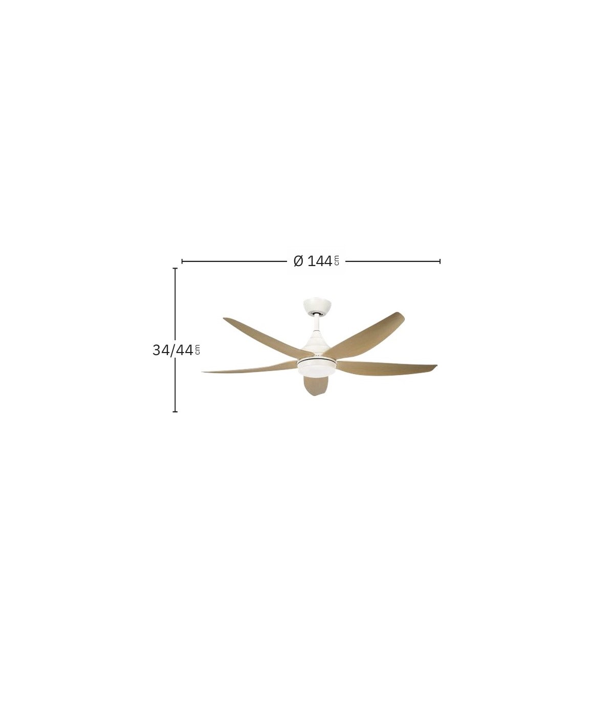 Ventilador de Techo ELDA Blanco DC 18W 2250Lm 5 Aspas Haya CCT